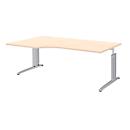 Hoekbureautafel BARI, 90°, vorm A, hoek links, C-poot, B 2000 x D 800 mm, esdoornpatroon