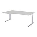 Hoekbureautafel BARI, 90°, vorm A, hoek links, C-poot, B 2000 x D 800 mm, lichtgrijs