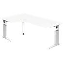Hoekbureautafel TARVIS, B 2000 x D 1200/800 x H 680-860 mm, onderstel wit, wit