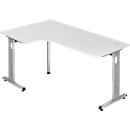 Hoekbureautafel ULM, li. of re., B 2000 x D 1200 x H 650-850 mm, lichtgrijs