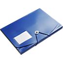 Hoekmappen FolderSys JUMBO, A4, B 240 x H 320 mm, 3 binnenflappen &amp; elastische sluiting, polypropyleen, dikte 0,42 mm, blauw, 10 st.