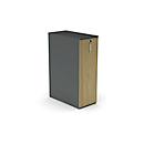 Hoge opbergkast Big Tower BEXXSTAR, 3 vakken, links, afsluitbaar, B 400 x D 800 x H 1155 mm, donkergrijs/eiken