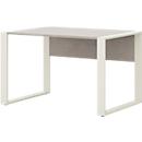 Home Office bureau TEMPIO, rectangulaire, coulisses, L 1200 x P 800 x H 740 mm, béton/blanc + support guide-câbles