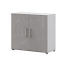 Home Office classeur TEMPIO, en bois, 2 portes, 2 OH, L 800 x P 340 x H 720 mm, blanc/béton