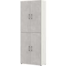 Home Office classeur TEMPIO, en bois, 4 portes, 6 OH, L 800 x P 340 x H 2130 mm, blanc/béton