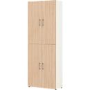 Home Office classeur TEMPIO, en bois, 4 portes, 6 OH, L 800 x P 340 x H 2130 mm, blanc/chêne Sonoma