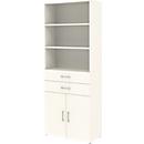 Home Office combinatiekast TEMPIO, van hout, 2 deuren, 2 laden, 6 OH, B 800 x D 340 x H 2130 mm, wit/wit