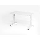 Home Office desk, manual height adjustment, rectangular, C-legs, W 1200 x D 672 x H 650-850 mm, white/white