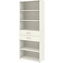 Home Office étagère combinée TEMPIO, en bois, 2 tiroirs, 6 OH, L 800 x P 330 x H 2130 mm, blanc/blanc