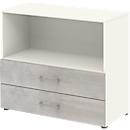 Home Office Kombiregal TEMPIO, aus Holz, 2 Einschübe, 2 OH, B 800 x T 340 x H 720 mm, weiß/Beton