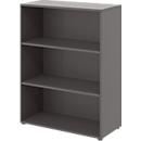 Home Office Regal TEMPIO, aus Holz, 3 Fächer, 3 OH, B 800 x T 340 x H 1070 mm, anthrazit