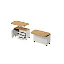 Home Office Rollcontainer Multilevel, mit Schubladen, Gasfederplatte, B 1200 x T 440 x H 740-1100 mm, Masonic Eiche/weiß
