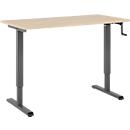 Home-Office-Schreibtisch Multiflex, manuell höhenverstellbar mit Kurbel, B 1300 x T 650 x H 700-1180 mm, Eiche/anthrazit