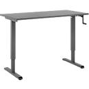 Home-Office-Schreibtisch Multiflex, manuell höhenverstellbar mit Kurbel, B 1300 x T 650 x H 700-1180 mm, graphit/anthrazit