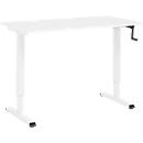Home-Office-Schreibtisch Multiflex, manuell höhenverstellbar mit Kurbel, B 1300 x T 650 x H 700-1180 mm, weiß/weiß