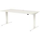 Home Office Schreibtisch TEMPIO, elektrisch höhenverstellbar, geteilte Tischplatte mit Klappe, B 1600 x T 700 x H 640-1280 mm, weiß