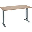 Home Office tafel Login, C-poot, B 1300 x D 650 mm, eiken/basaltgrijs