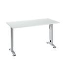 Home Office tafel Login, C-poot, B 1300 x D 650 mm, lichtgrijs/blank aluminium
