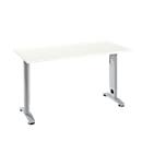 Home Office tafel Login, C-poot, B 1300 x D 650 mm, wit/blank aluminium