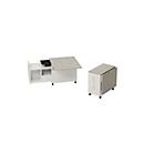 Homeoffice mobiele lade Multicontainer, met uittrekbaar, neerklapbaar zijpaneel links, B 480-1080 x D 800 x H 740 mm, Ceramisch grijs/wit