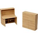 Homeoffice Sekretär, Tischplatte B 1200 x H 600 mm, Kabeldurchlässe/Systemschiene/Klappfach, B 1200 x T 380 x H 1320 mm, Holz, Masonic Eiche