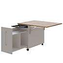Homeoffice Sekretär, Tischplatte B 1200 x H 600 mm, Kabeldurchlässe/Systemschiene/Klappfach, B 1200 x T 380 x H 1320 mm, Holz, Masonic Eiche