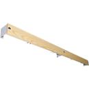 Hook rail for changing room bench system, 1500 mm long, wood, luminous gray