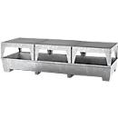 IBC-station ASECOS, staal, met 3 vulstandaarden en vorkheftruckschoenen, 1000 loopputinhoud, B 3280 x D 1300 x H 820 mm, gegalvaniseerd