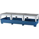 IBC-Station ASECOS, Stahl, mit 3 Abfüllböcken u. Staplerschuhen, 1000 l Auffangvolumen, B 3280 x T 1300 x H 820 mm, lackiert