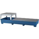 IBC-Station ASECOS, Stahl, mit Gitterrost, Abfüllblock u. Staplerschuhen, 1000 l Auffangvolumen, B 3280 x T 1300 x H 820 mm, lackiert