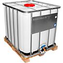 IBC tank, waterreservoir voor gevaarlijke stoffen op houten pallet, 1000 l