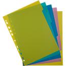 Indexkaarten Exacompta Forever Young, formaat A4, blanco, geperforeerd, bedrukbare &amp; beschrijfbare tabbladen, gerecycled kunststof, geassorteerde kleuren, 5 st.
