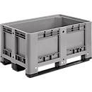 Industriebox, Euronorm, Volumen 330 l, bis 450 kg, stapelbar, mit 3 Kufen, geschlossen, L 1200 x B 800 x H 600 mm, Polyethylen, grau