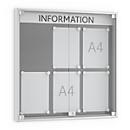 Informatiebord met openslaande deuren, 60 mm diep, 3 x 2, aluminium zilver