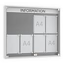 Informatiebord met openslaande deuren, 60 mm diep, 4 x 2, aluminium zilver
