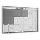 Informatiebord met openslaande deuren, 60 mm diep, 7 x 3, aluminium zilver