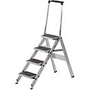 Inklapbare trap met beugel, aluminium, 4 treden