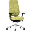 Interstuhl chaise de bureau JOYCE is3, mécanisme synchrone, accoudoirs, soutien lombaire FlexGrid, dossier résille, assise plate, noir/vert maïs