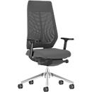 Interstuhl JOYCE is3 office chair, synchronous mechanism, armrests, FlexGrid lumbar support, mesh back, flat seat, black/anthracite