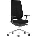 Interstuhl JOYCE is3 office chair, synchronous mechanism, armrests, FlexGrid lumbar support, mesh back, flat seat, black/black