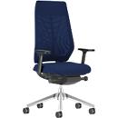 Interstuhl JOYCE is3 office chair, synchronous mechanism, armrests, FlexGrid lumbar support, mesh back, flat seat, black/cobalt blue