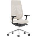 Interstuhl JOYCE is3 office chair, synchronous mechanism, armrests, FlexGrid lumbar support, mesh back, flat seat, black/white