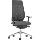 Interstuhl JOYCE is3 office chair, synchronous mechanism, armrests, FlexGrid lumbar support, mesh back, flat seat, light gray/anthracite