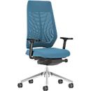 Interstuhl JOYCE is3 office chair, synchronous mechanism, armrests, FlexGrid lumbar support, mesh back, flat seat, light gray/pastel blue