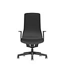 Interstuhl office chair PUREis3, fixed armrests, 3D auto-synchronous mechanism, bucket seat, upholstered backrest, black/black