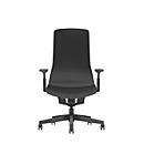 Interstuhl swivel chair PUREis3, adjustable armrests, 3D auto-synchronous mechanism, bucket seat, upholstered backrest, black/black