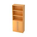 JENA combi-boekenkast, 5 OH, 3 open vakken + 2 deuren, B 800 x D 420 x H 2004 mm, beukendecor