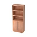 JENA combi-boekenkast, 5 OH, 3 open vakken + 2 deuren, B 800 x D 420 x H 2004 mm, notendecor