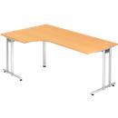 JENA L-desk 90°, C-leg, left-hand installation, W 2000 mm, beech finish