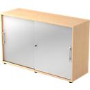 JENA sliding door wardrobe, 2 AA, silver front, W 1200 x D 400 x H 748 mm, maple finish